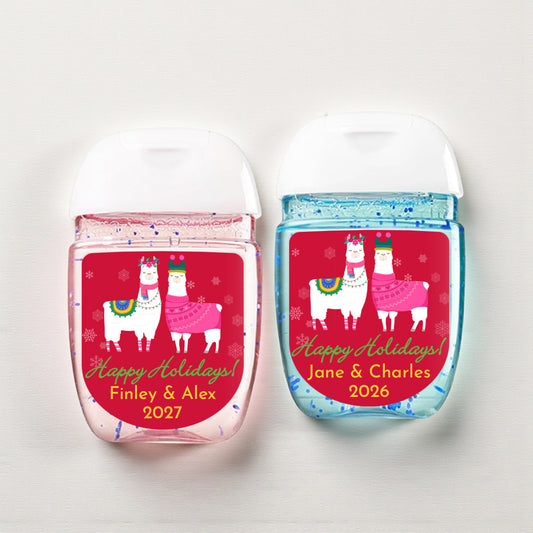Holiday Llama Personalized Loop Sanitizer Labels (Set of 20)