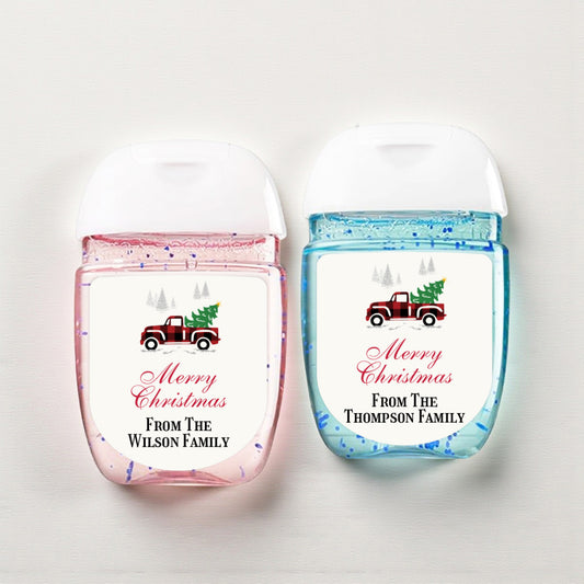 Red Pickup Truck Personalized Loop Sanitizer Labels (Set of 20)