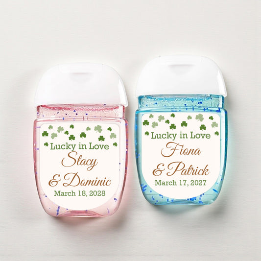 Irish Shamrock Confetti Personalized Loop Sanitizer Labels (Set of 20)