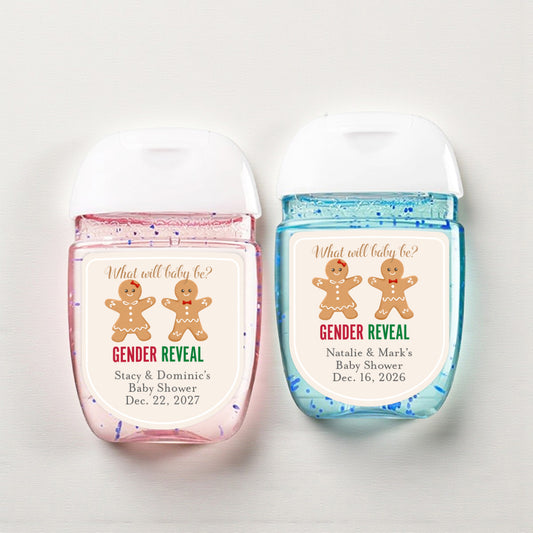 Gingerbread Gender Reveal Personalized Loop Sanitizer Labels (Set of 20)