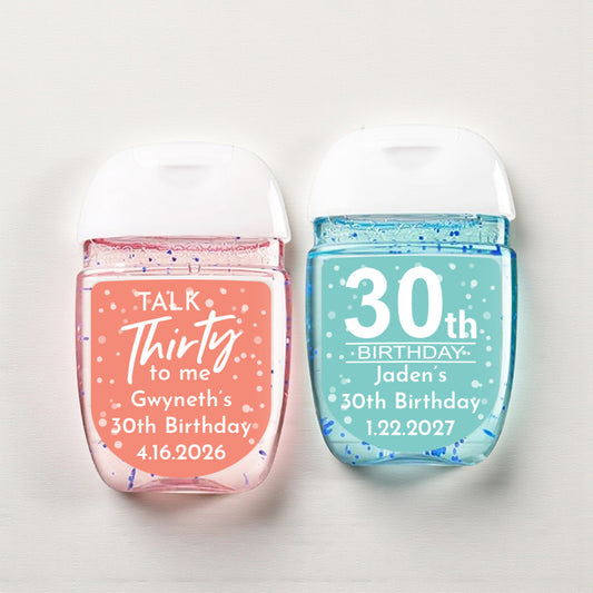 30th Birthday Personalized Loop Sanitizer Labels (Set of 20)