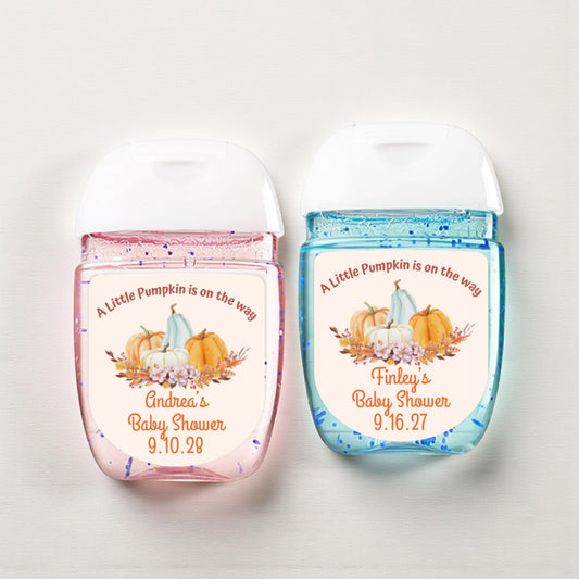 A Little Pumpkin Is On The Way Personalized Loop Sanitizer Labels (Set of 20)