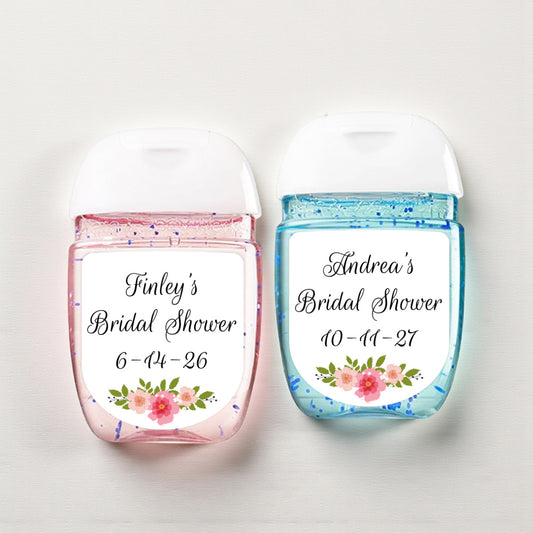 Flower Bridal Shower Personalized Loop Sanitizer Labels (Set of 20)