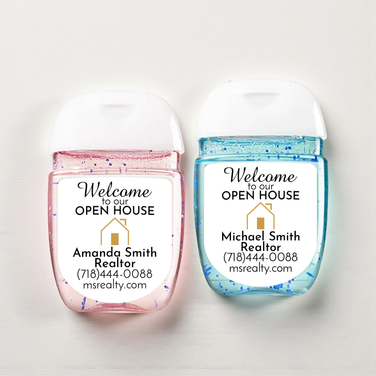Welcome To Our Open House Personalized Loop Sanitizer Labels (Set of 20)