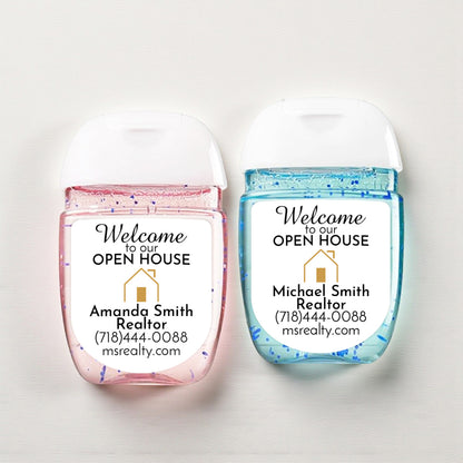 Welcome To Our Open House Personalized Loop Sanitizer Labels (Set of 20)