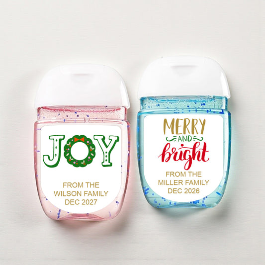 Holiday Christmas Personalized Loop Sanitizer Labels (Set of 20)