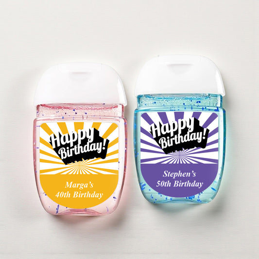Happy Birthday Personalized Loop Sanitizer Labels (Set of 20)