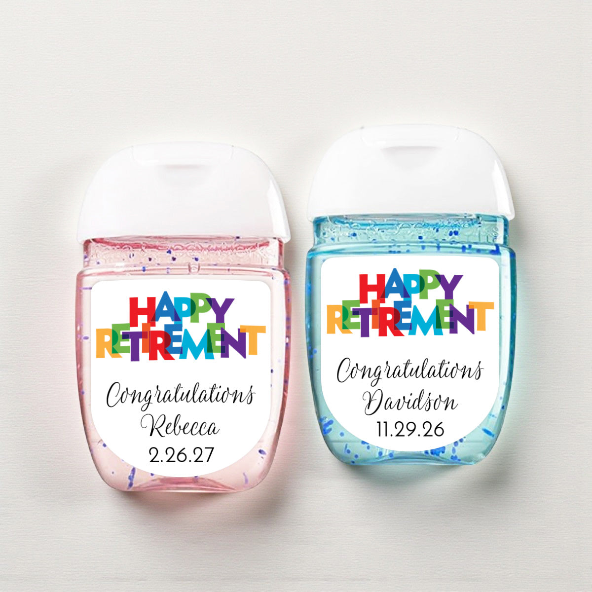 Happy Retirement Personalized Loop Sanitizer Labels (Set of 20)