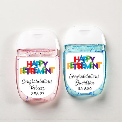 Happy Retirement Personalized Loop Sanitizer Labels (Set of 20)