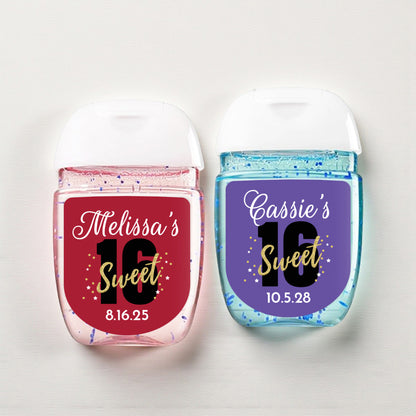 Sweet 16 Personalized Loop Sanitizer Labels (Set of 20)