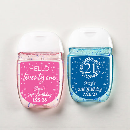 21st Birthday Personalized Loop Sanitizer Labels (Set of 20)