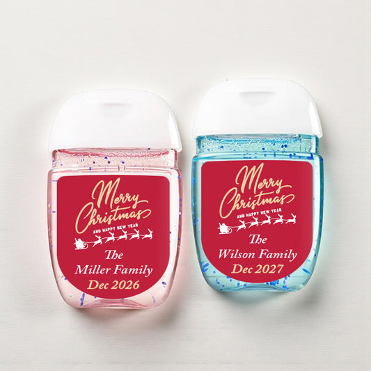 Merry Christmas Personalized Loop Sanitizer Labels (Set of 20)