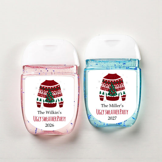 Ugly Sweater Party Personalized Loop Sanitizer Labels (Set of 20)