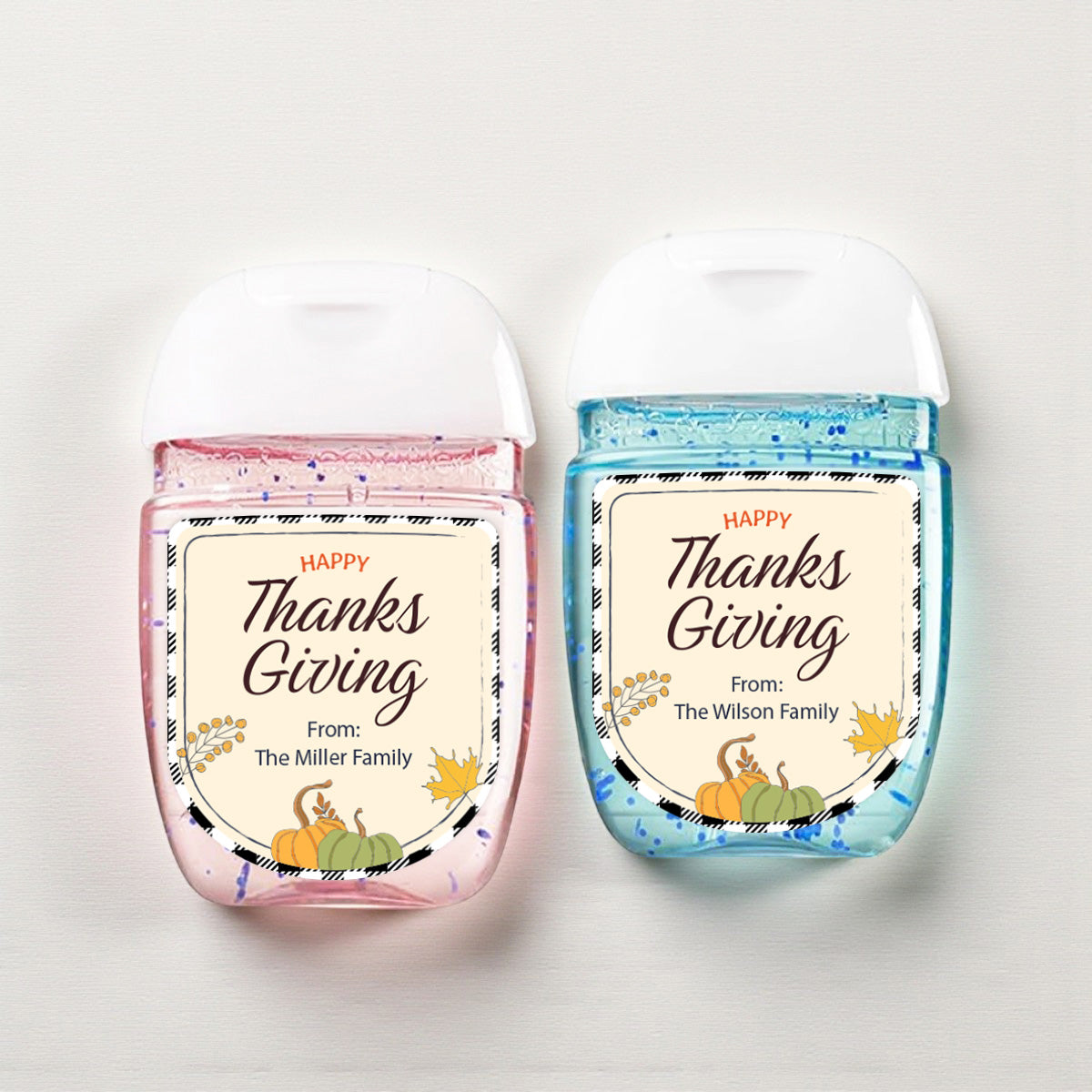 Happy Thanksgiving Personalized Loop Sanitizer Labels (Set of 20)