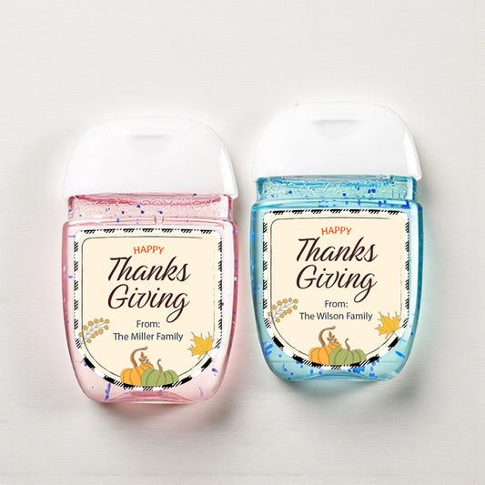 Happy Thanksgiving Personalized Loop Sanitizer Labels (Set of 20)