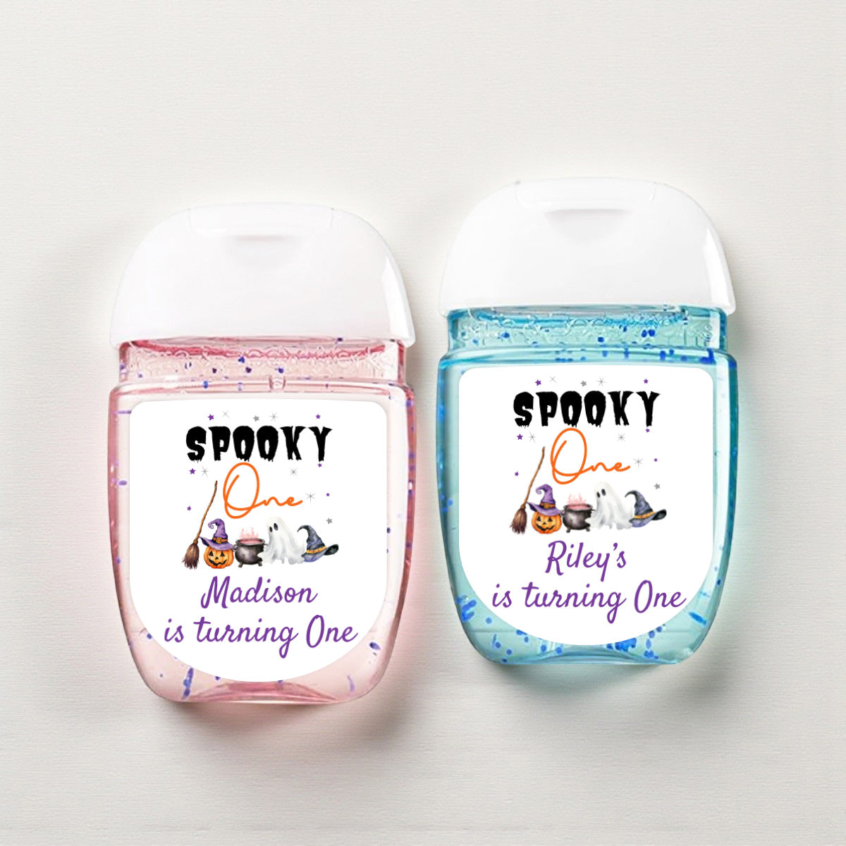 Spooky One Birthday Halloween Personalized Loop Sanitizer Labels (Set of 20)
