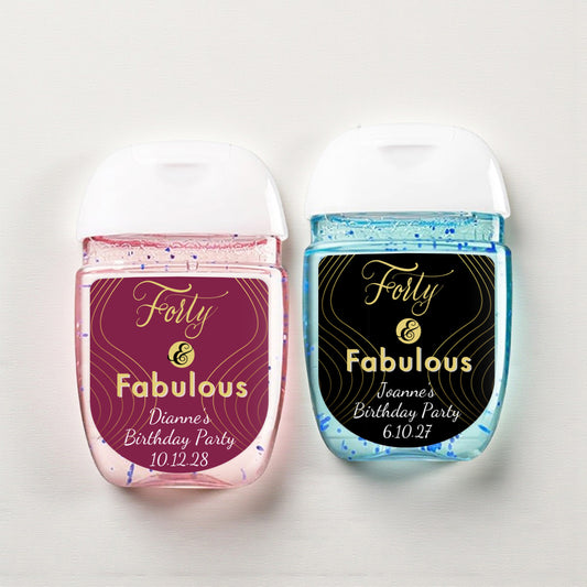 Forty & Fabulous Personalized Loop Sanitizer Labels (Set of 20)