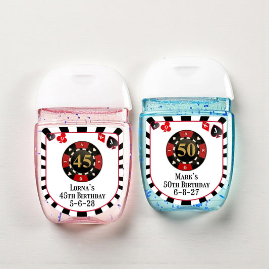 Vegas Birthday Personalized Loop Sanitizer Labels (Set of 20)