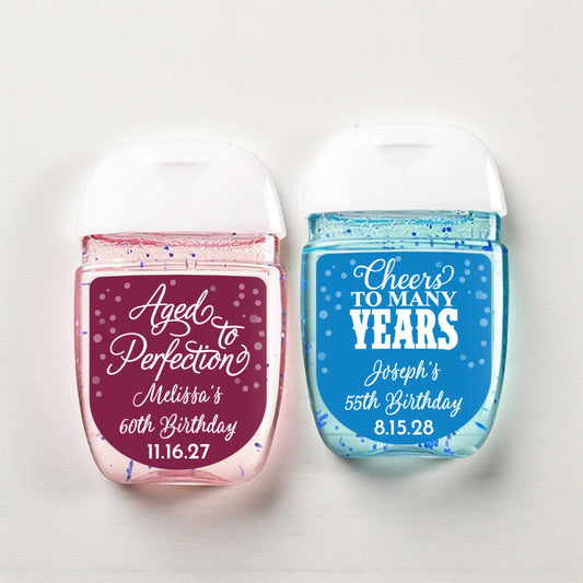 Adult Birthday Personalized Loop Sanitizer Labels (Set of 20)