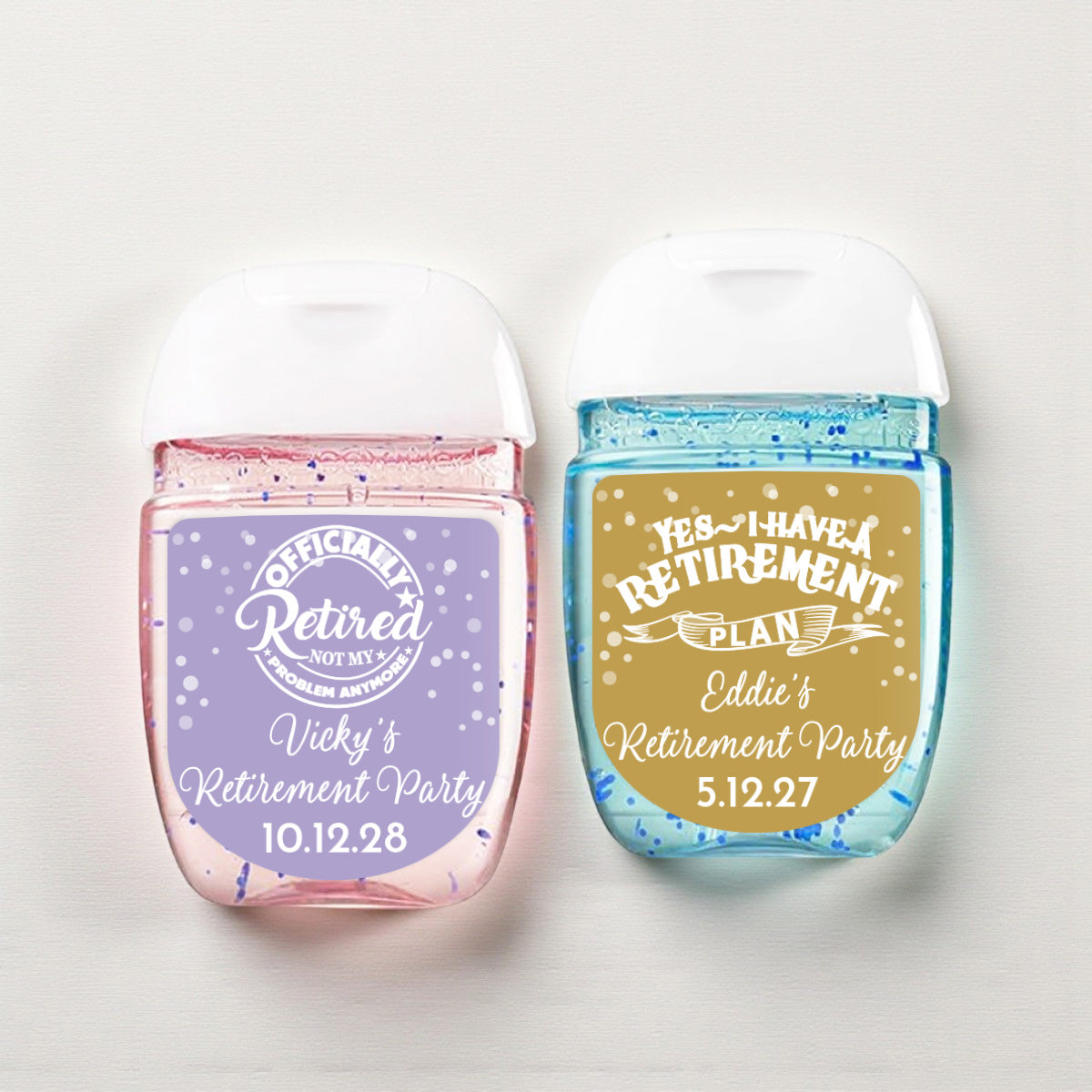 Retirement Personalized Loop Sanitizer Labels (Set of 20)