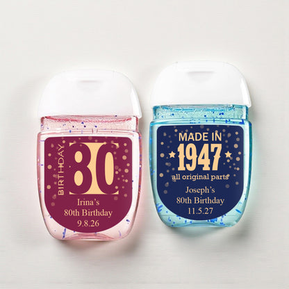 80th Birthday Personalized Loop Sanitizer Labels (Set of 20)
