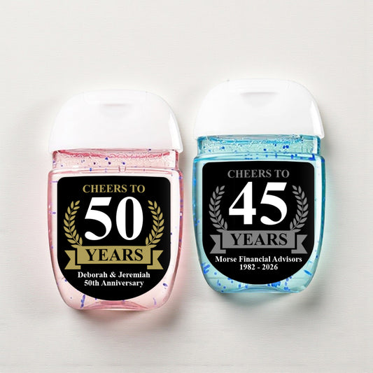 Cheers To Years Personalized Loop Sanitizer Labels (Set of 20)