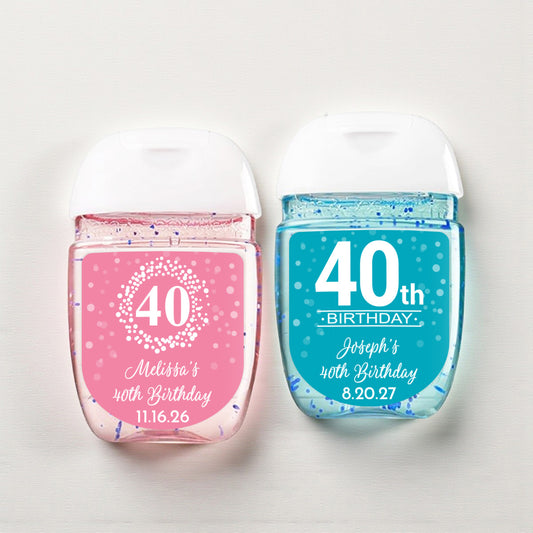 40th Birthday Personalized Loop Sanitizer Labels (Set of 20)