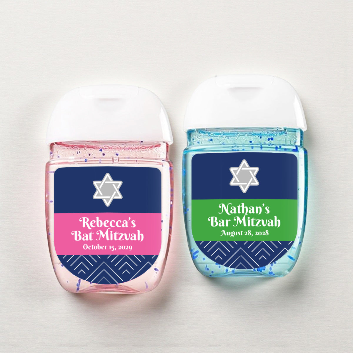 Star Of David Mitzvah Personalized Loop Sanitizer Labels (Set of 20)
