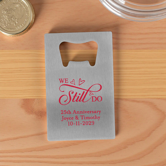 We Still Do Personalized Silver Credit Card Bottle Opener (Set of 24)