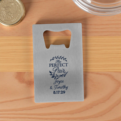Wedding Personalized Silver Credit Card Bottle Opener (Set of 24)