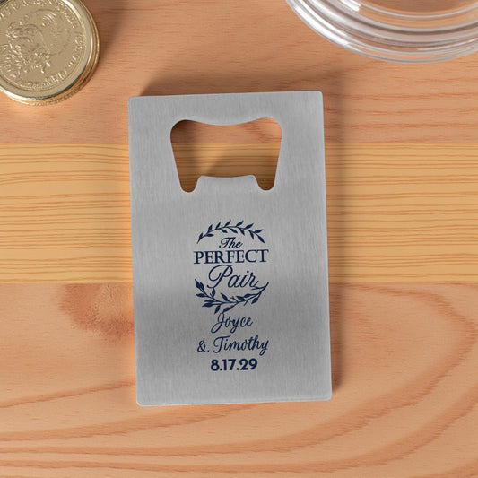 Wedding Personalized Silver Credit Card Bottle Opener (Set of 24)