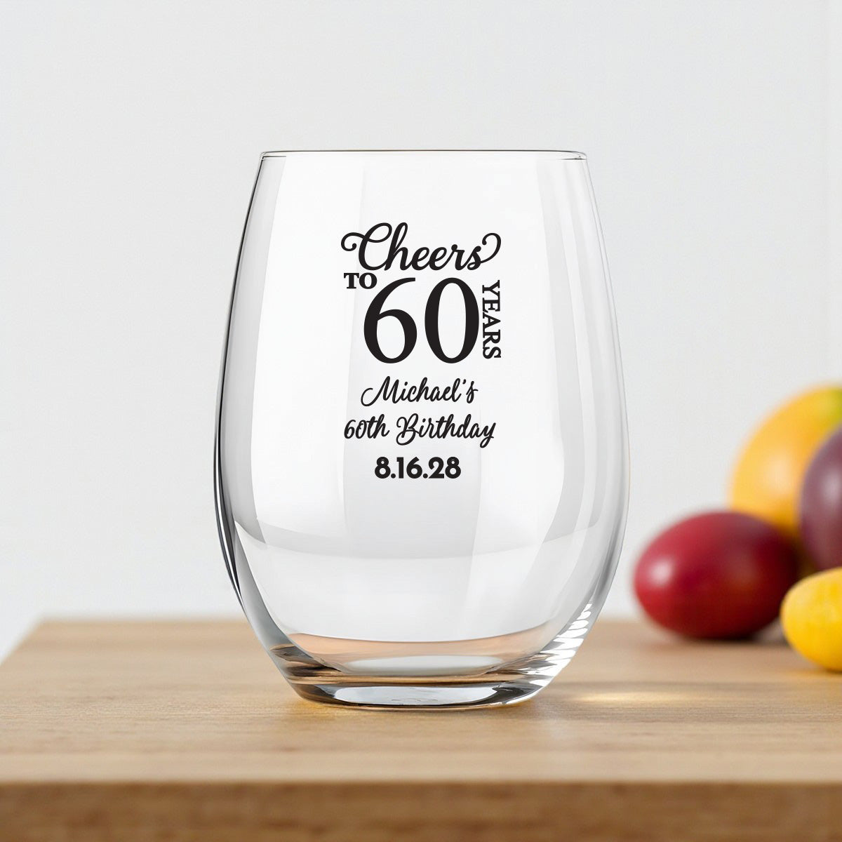 Adult Birthday Personalized 9 oz. Stemless Wine Glass (Set of 24)