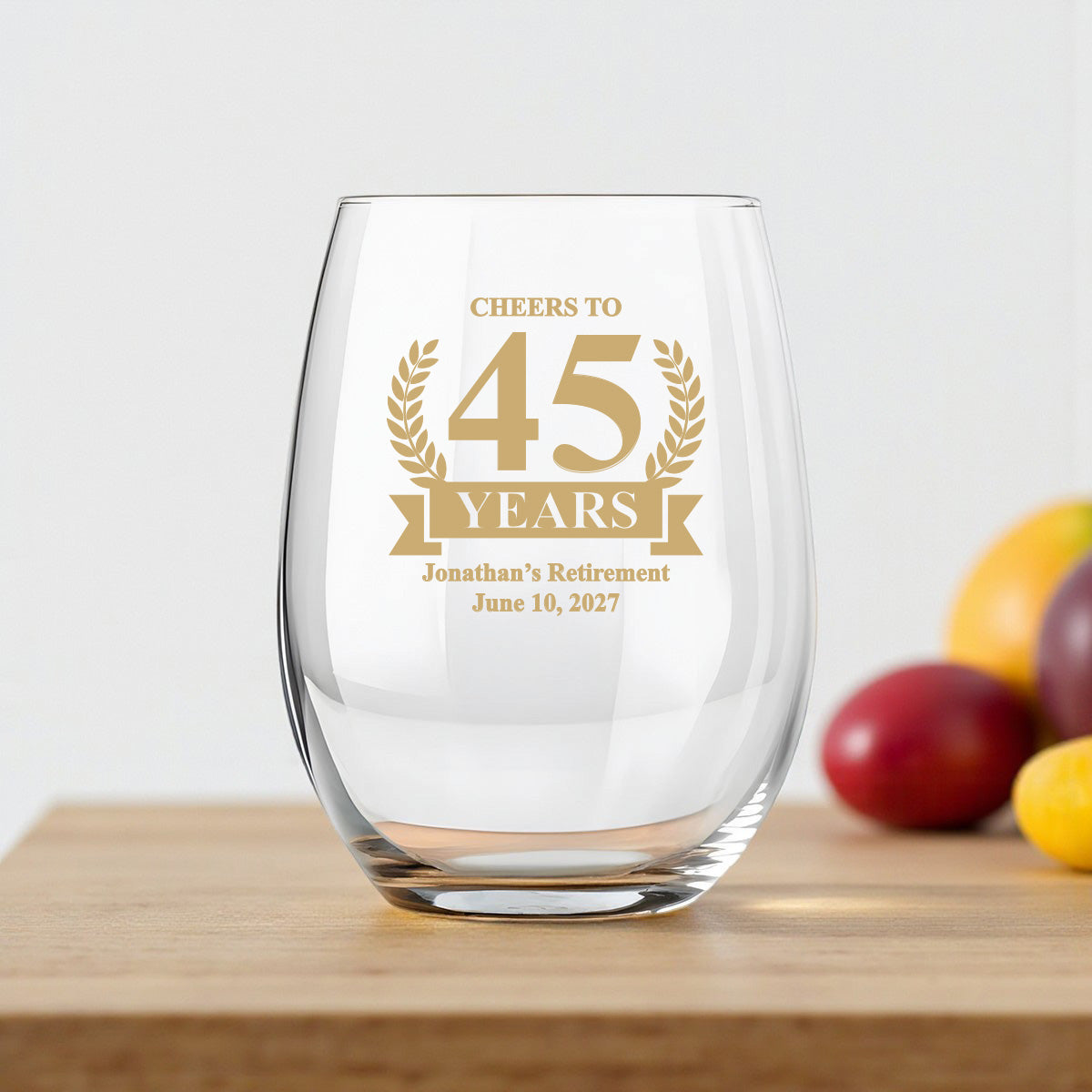 Cheers To Years Personalized 9 oz. Stemless Wine Glass (Set of 24)