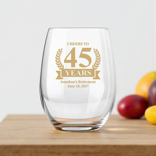 Cheers To Years Personalized 9 oz. Stemless Wine Glass (Set of 24)