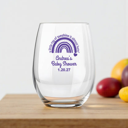 A Little Ray Of Sunshine Personalized 9 oz. Stemless Wine Glass (Set of 24)