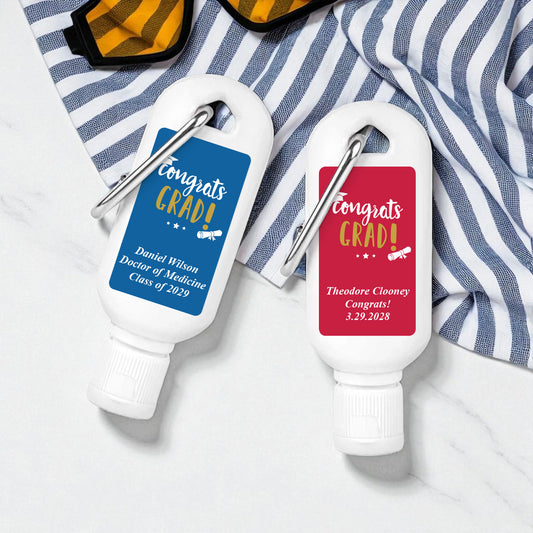 Congrats Grad Personalized Sunscreen with Carabiner (Set of 12)