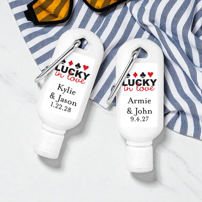Lucky In Love Vegas Personalized Sunscreen with Carabiner (Set of 12)