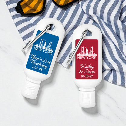 New York Personalized Sunscreen with Carabiner (Set of 12)