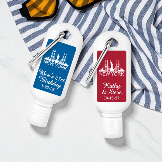 New York Personalized Sunscreen with Carabiner (Set of 12)