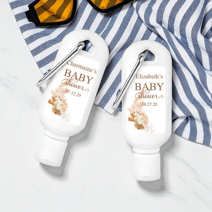 Boho Baby Shower Personalized Sunscreen with Carabiner (Set of 12)