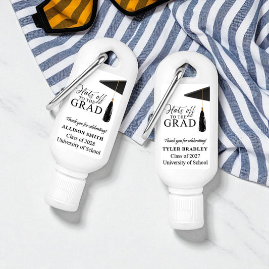 Hats Off The Grad Personalized Sunscreen with Carabiner (Set of 12)