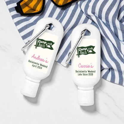 Camp Bach Personalized Sunscreen with Carabiner (Set of 12)