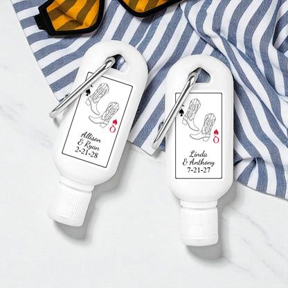 Western Cowboy Boots Personalized Sunscreen with Carabiner (Set of 12)