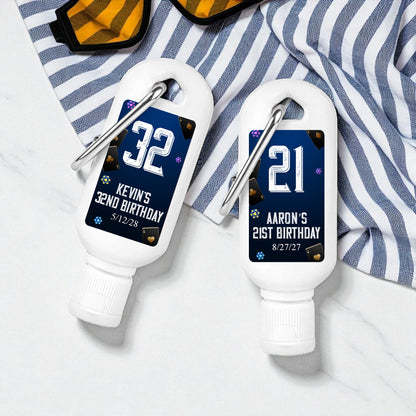 Vegas Birthday Personalized Sunscreen with Carabiner (Set of 12)