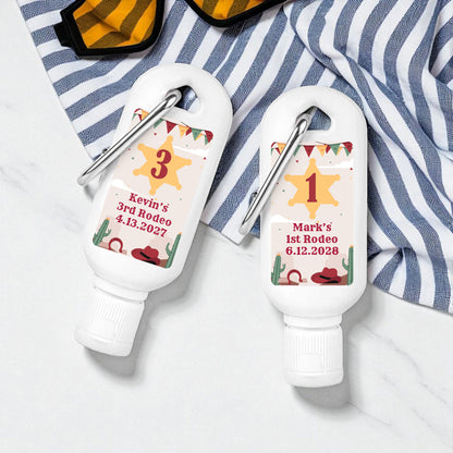 Wild West Birthday Rodeo Personalized Sunscreen with Carabiner (Set of 12)