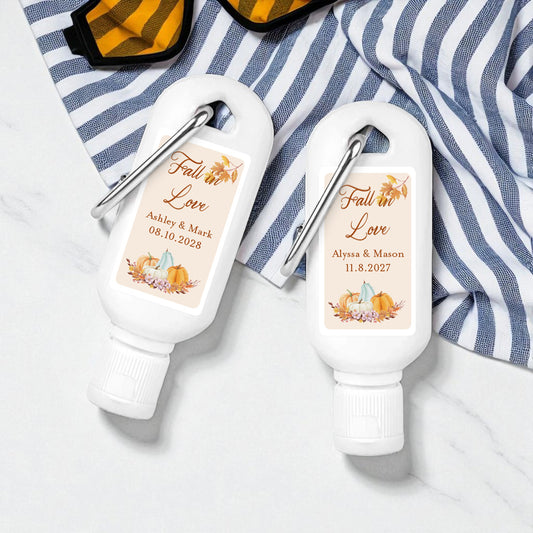 Fall Pumpkin Boho Personalized Sunscreen with Carabiner (Set of 12)