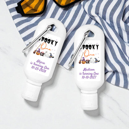 Spooky One Birthday Halloween Personalized Sunscreen with Carabiner (Set of 12)