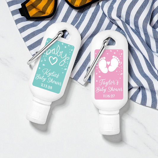 Baby Shower Personalized Sunscreen with Carabiner (Set of 12)