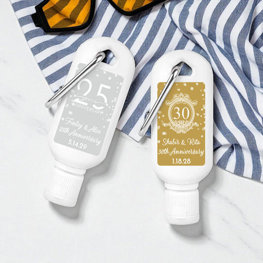 Anniversary Personalized Sunscreen with Carabiner (Set of 12)
