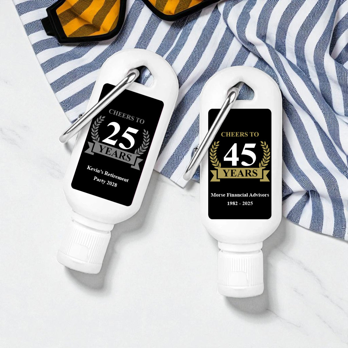 Cheers To Years Personalized Sunscreen with Carabiner (Set of 12)